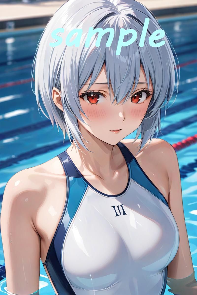 オリジナル 同人 エヴァンゲリオン 綾波レイ風 水着 AI 美少女