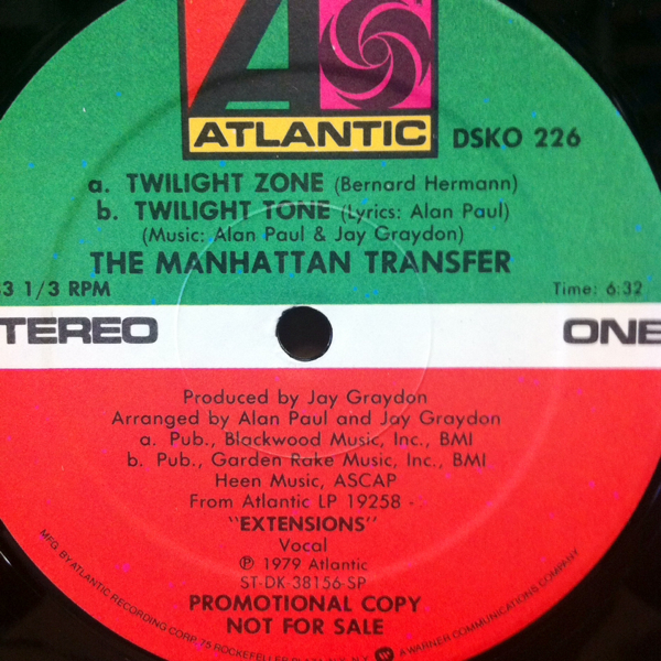 USプロモ １２’ TWILIGHT ZONE / THE MANHATTAN TRANSFER