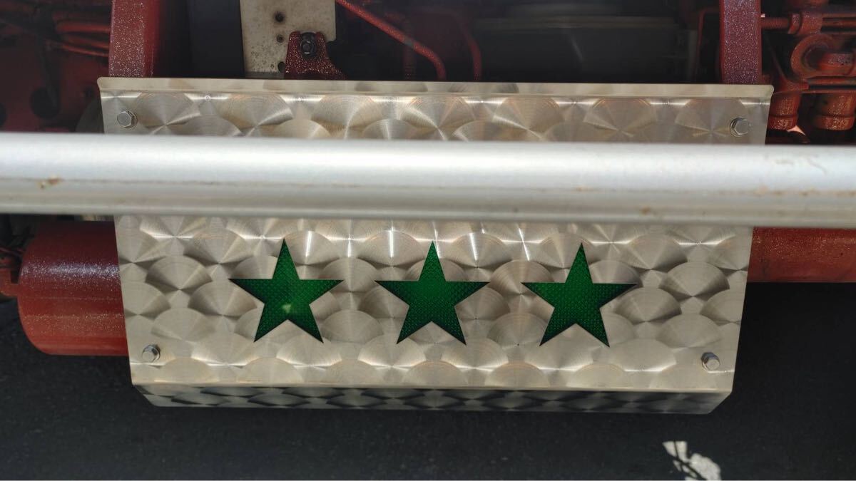 日野　17レンジャー　レンジャープロ用エアータンクマスターキットカバー　アンドンウロコ　星3個　緑　LEDテープ付き_3