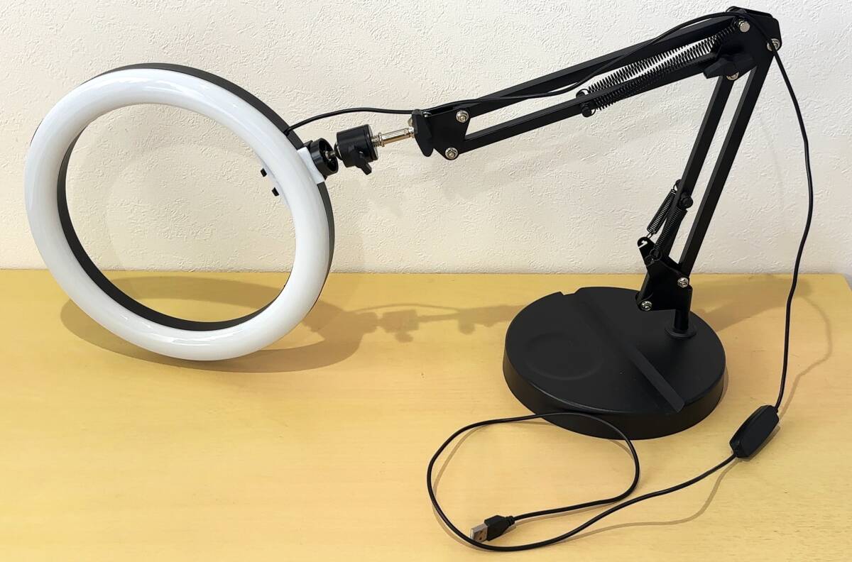 LED リングライト アーム 三脚 角度 高さ 調整可能 卓上 撮影照明用ライト_1