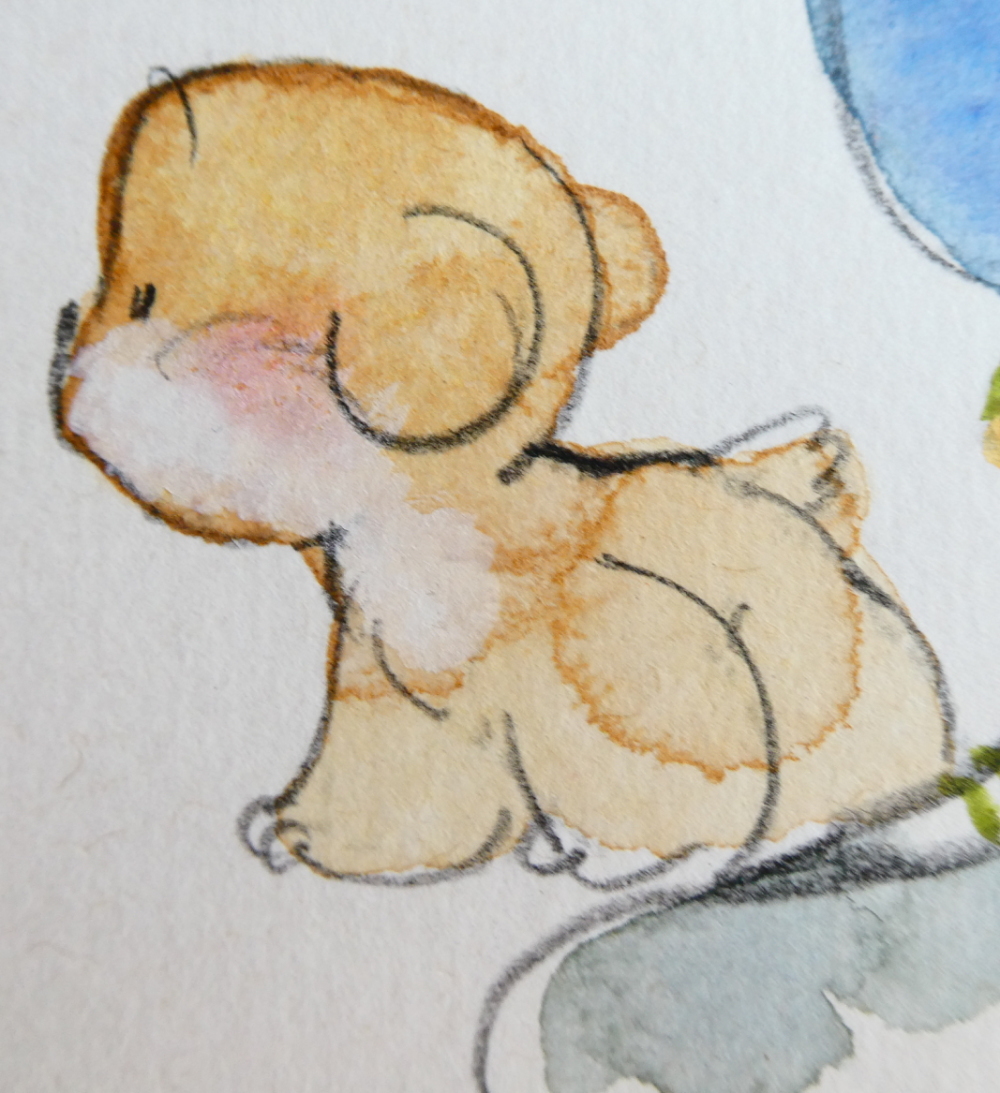 真作】□中島潔 うめ吉 肉筆水彩 イラスト 直筆サイン入り 色紙 額装