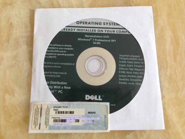 新品Windows 7 Pro SP1 64bit dell oem+プロダクトキー 送料無料