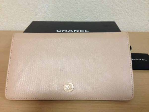 シャネル CHANEL 二つ折り財布　ベージュ　送料無料