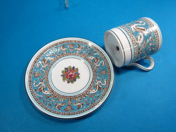 ウエッジ・ターコイズブルー・デミカップソーサー1客①【PD14】