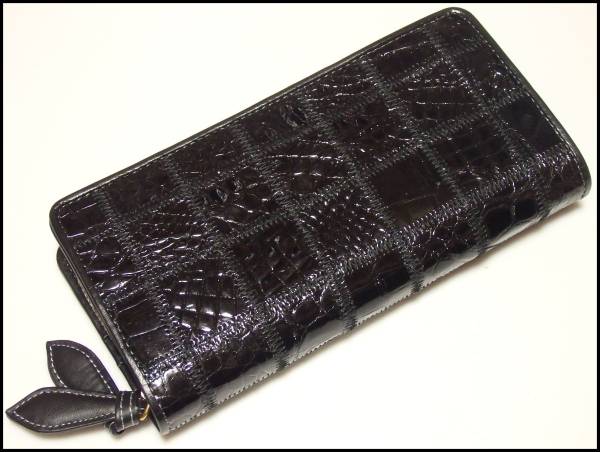 ＜本物 美品 クロコダイル ラウンドファスナー長財布＞1.51.2