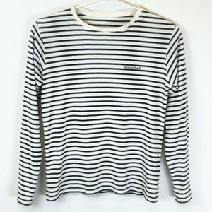 【中古】モンベル WIC.ボーダー ロングスリーブT Kid's 150 IV/DN ブルー 1104812 キッズ