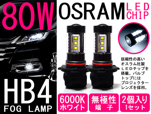 16系後期 アリスト フォグランプLED HB4 80W OSRAM 6000K