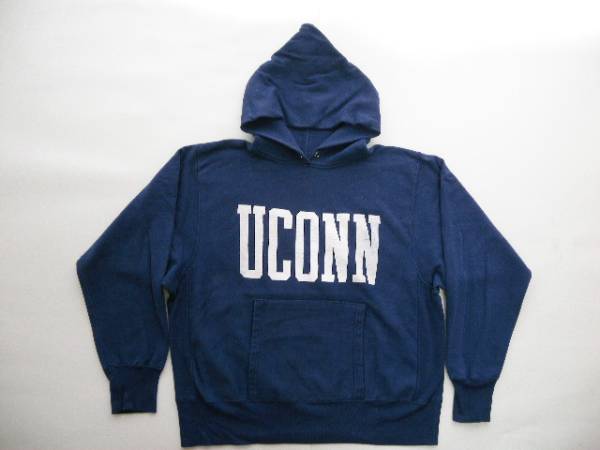 80's■USA製Medallionメダリオンリバース風パーカー(L)紺古着