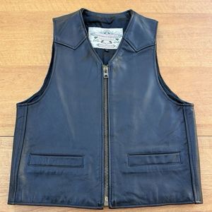 UNITED WORKERS FIELD&TOWN 牛革 レザー ベスト 黒 ブラック M ジッパー:SCOVILL ユナイ