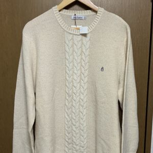 LL【Hush Puppies｜セーター】ハッシュパピー オフホワイト ケーブルニット アラン ニッ