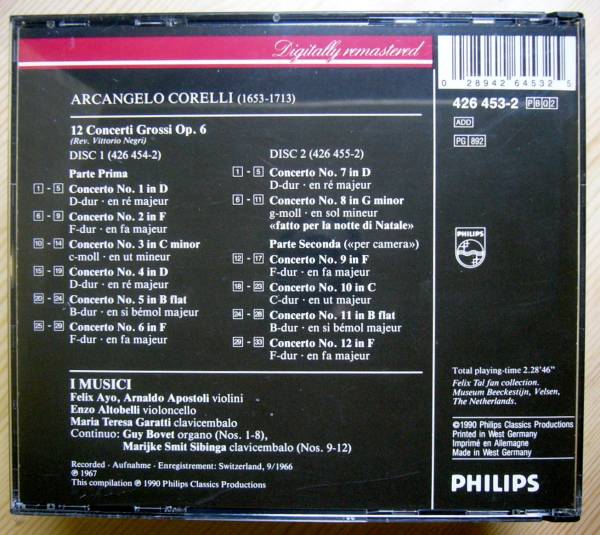 CD☆イ・ムジチ☆コレッリ「合奏協奏曲集 作品6」2枚組 : コレッリ:合奏