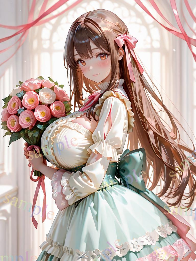 AIイラスト/A4ポスター/オリジナルキャラ/美女/美乳/美尻/同人/巨乳