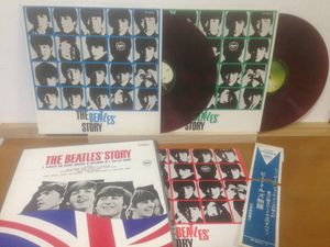 100位 希少 アップル 2枚とも赤盤 ビートルズ物語 2LP 一応帯付(ヤブレ) AP-8676/7 THE BEATLES