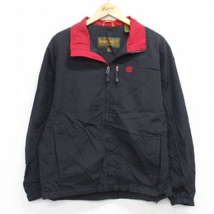 L/古着 ティンバーランド 長袖 ナイロン ジャケット メンズ 00年代 00s ワンポイントロゴ