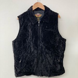 A19-52 ハーレーダビッドソン WOMENS L アメリカ古着 ベロア ノースリーブ ベスト ブラッ