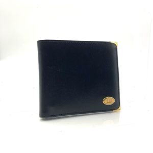 ■外観美品■dunhill ダンヒル　二つ折り財布　カーフスキン　レザー　本革　ロゴ　ブラ