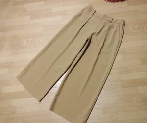 【ALPHA CUBIC】ベージュストレッチワイドパンツL★67-91★新品♪