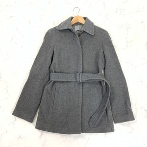 theory luxe セオリーリュクス ロングコート ウール アンゴラ カシミヤ ベルト付き グレ