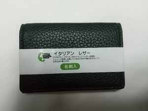 ★ イタリアンレザー 名刺入れ グリーン 牛革 IY0165 新品未使用タグ付き カード入れ 格