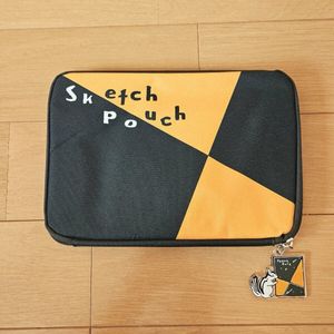 未使用品☆図案スケッチブック柄☆じゃばらポーチ☆ポーチ☆マルチポーチ☆A5サイズ☆