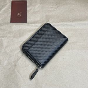 【田中革具】訳あり 黒×青 ハンドメイド カーボンレザー コンパクト財布 ラウンドファス