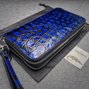 【実物撮影】新品 クロコダイル メンズ 長財布 ラウンドファスナー 未使用 腹革 ワニ 希