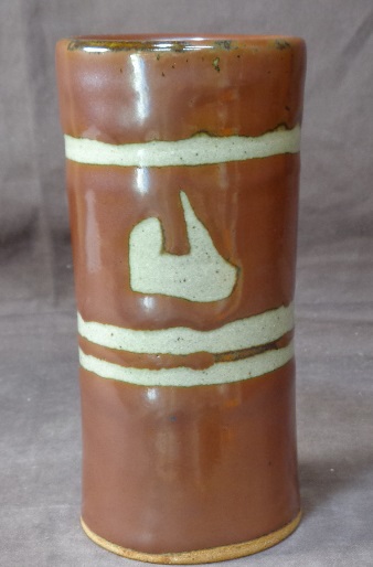 ★　人間国宝濱田庄司二男「濱田晋作造　花生　本物　」桐共箱付