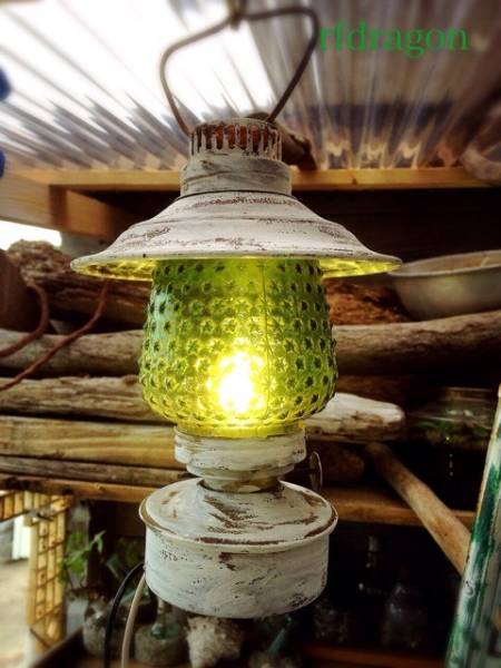 さ656 アンティーク レトロ 吊りランプ 100V照明 緑硝子のホヤ