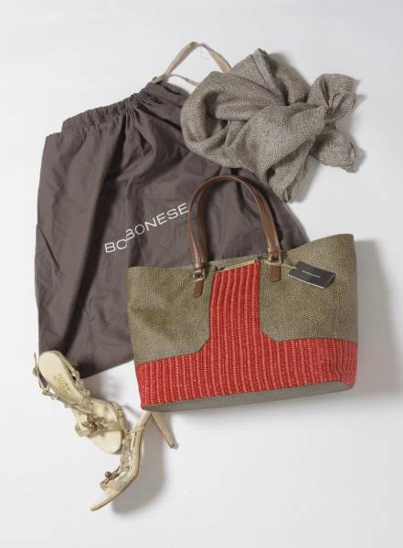 ボルボネーゼBORBONESE♪HOLIDAYレア・ラフィア組合せトート