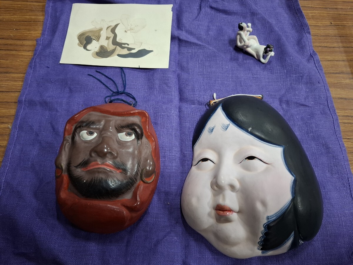 春画 土人形 お面 アンティーク 春画人形 裏絵 隠し絵 骨董 陶器人形