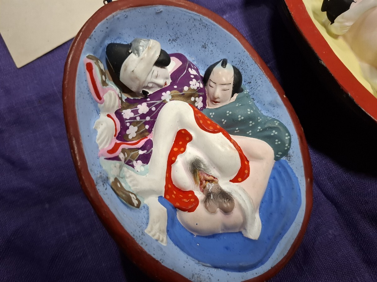 春画 土人形 お面 アンティーク 春画人形 裏絵 隠し絵 骨董 陶器人形