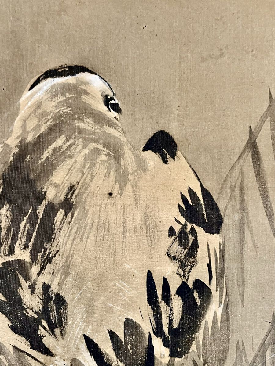真作】【仙】木村武山「鷺」絹本 肉筆 合箱 花鳥図 鳥獣 絵画 掛軸