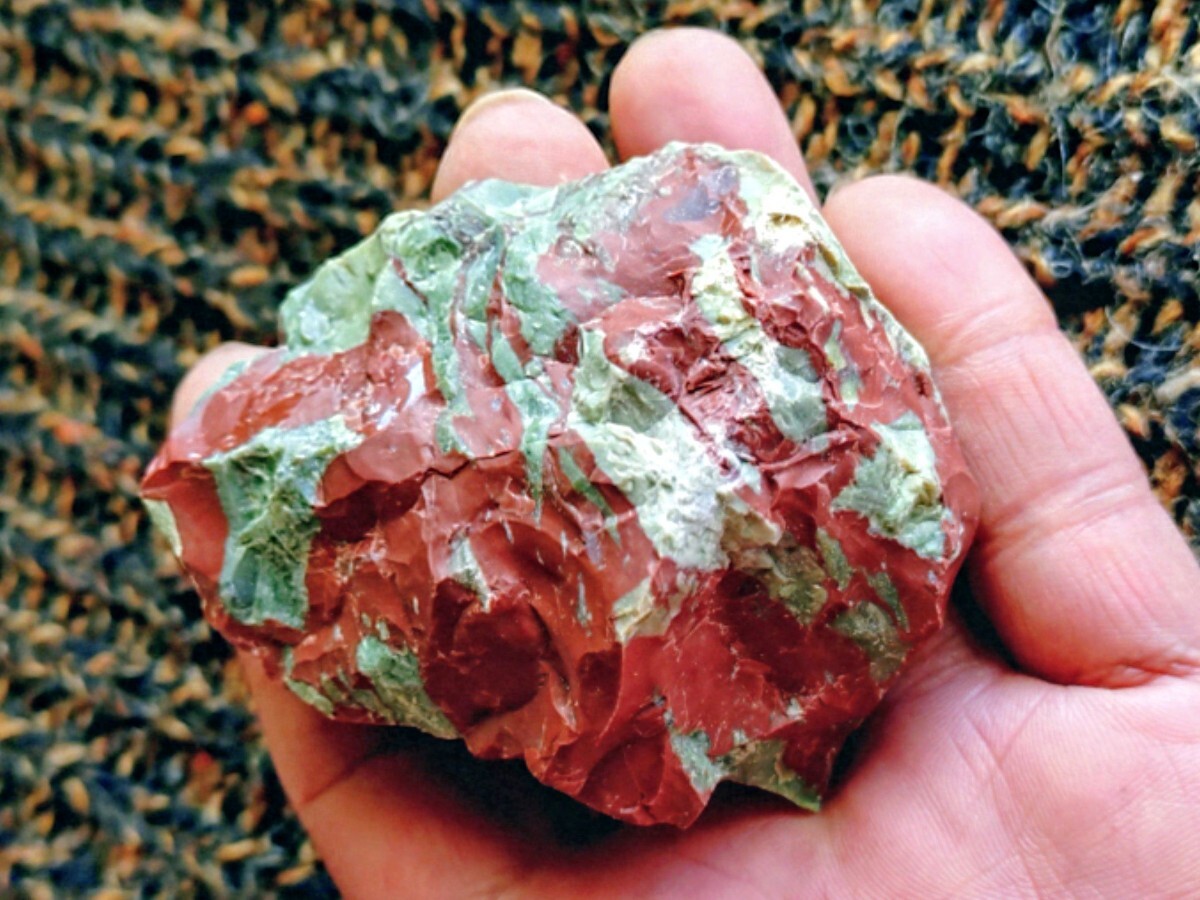 国産鉱物　赤石　ジャスパー　縁起物　希少品 ◇国産鉱物 棚山の赤茶色ジャスパー3個セット 新城市棚山 鑑賞石 日本