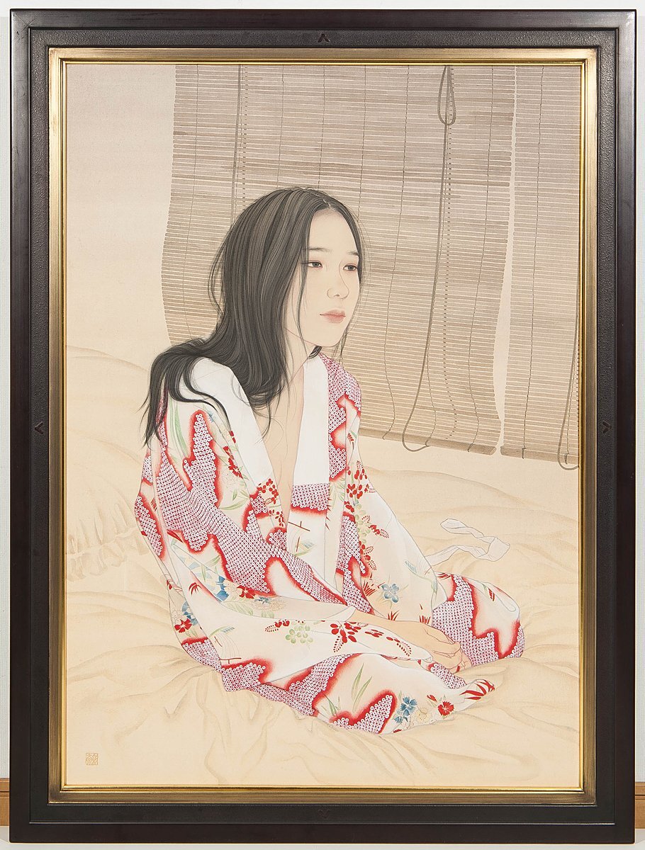日本画 1on1】真作 大竹彩奈 『ゆるやかな午後』 日本画 30号 共シール 2018年