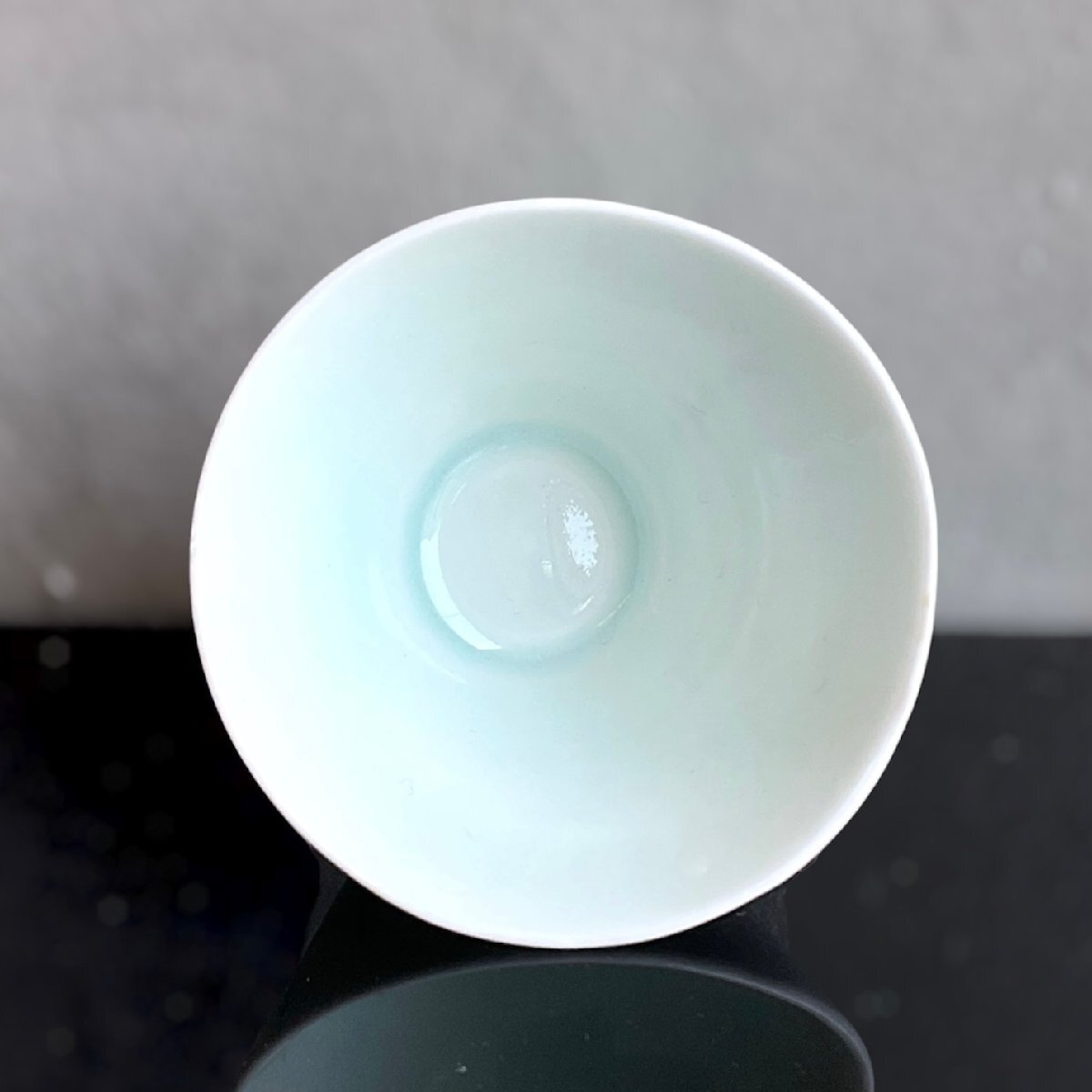 こもれび】焼物□ 吉川正道『青白磁盃』共箱【現代アート 常滑 酒器