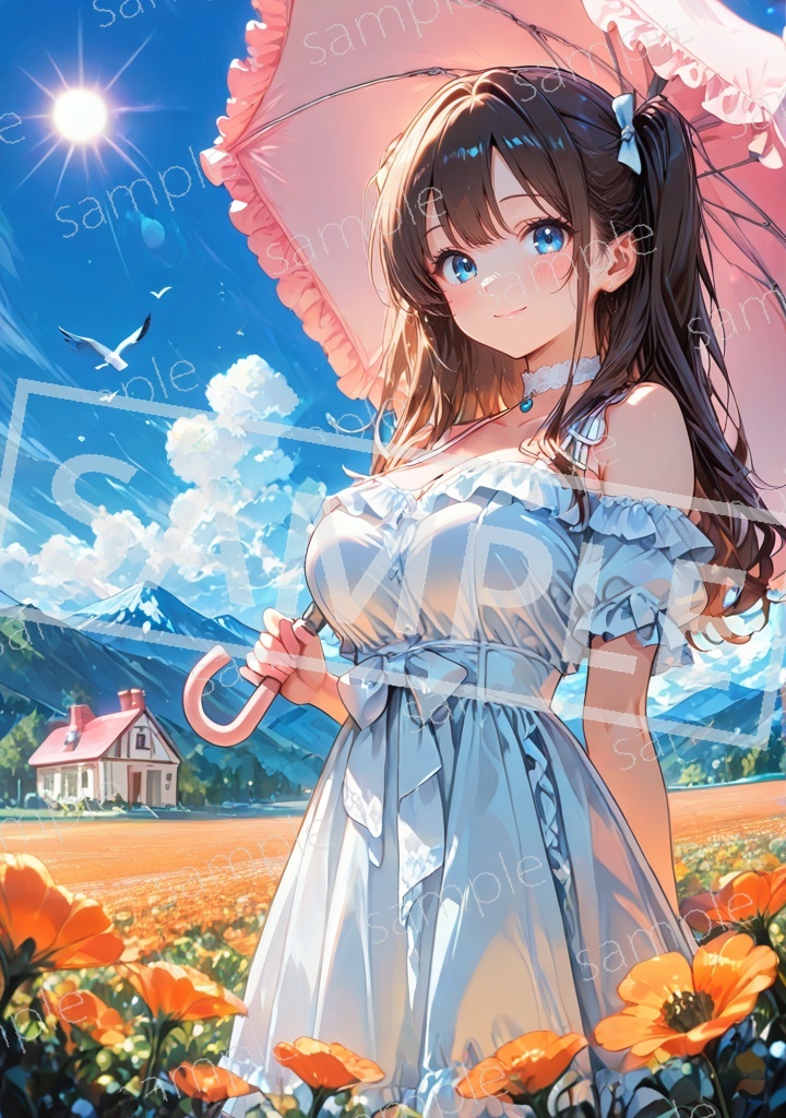 N1931 アートポスター オリジナル 一点物 A4 再出品無し 美女 アニメ