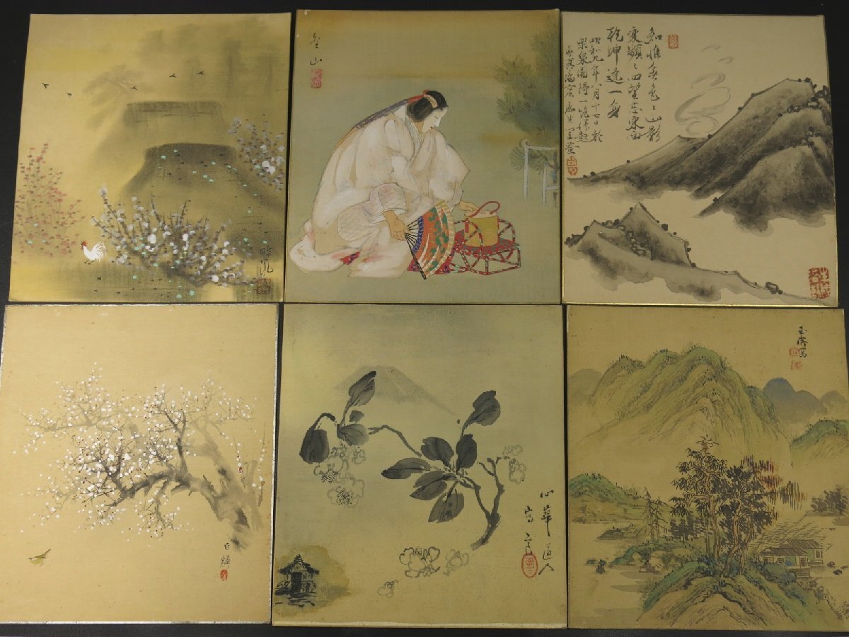 白鱗 心華 玉僊 戸室臨泉 聖山他 肉筆 絹本 色紙 日本画 水墨画 水彩画