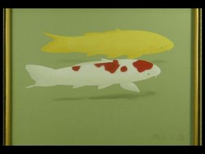 大野藤三郎 金魚 日本画 木製額縁付き 鯉 日本画のYahoo!オークション