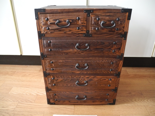 田中家具工房 手造りの二本松欅箪笥 民芸家具 910×460×1100mm