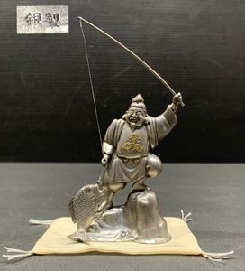 7098」純銀製 置物 大黒天 銀部分のみ重さ約75g シルバー 刻印有り silver