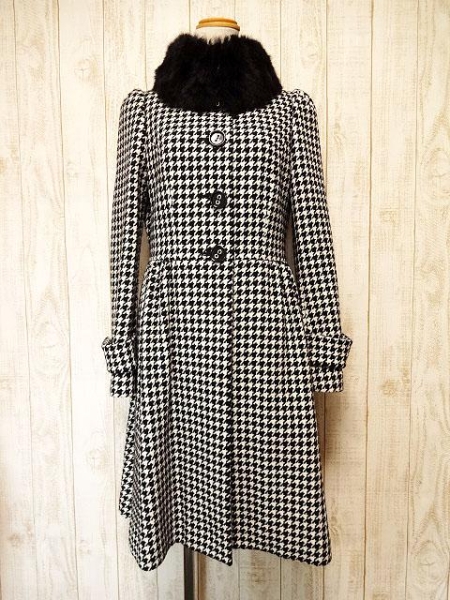 ☆美品2012☆ロイスクレヨン/ティペット付千鳥ロングコートQ830