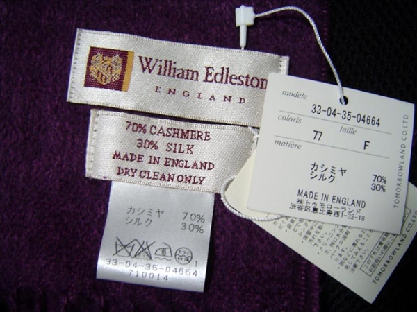 英国製●トゥモローランド●カシミヤ70％絹30マフラー新品タグ付