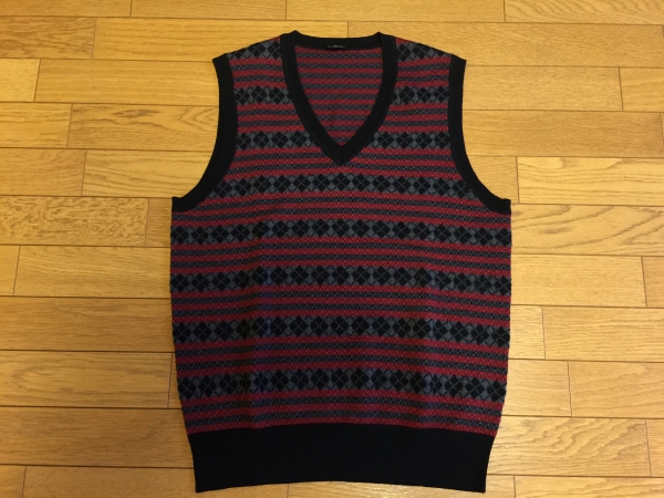 PAUL SMITH ポールスミス ニットベスト 黒赤 XL 超美中古