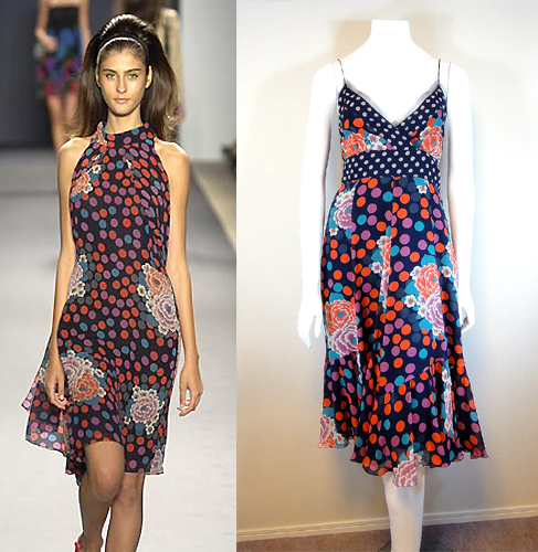 ヴィヴィアンタム◆2006SS ドット＆フラワー柄 シルクドレスSz2