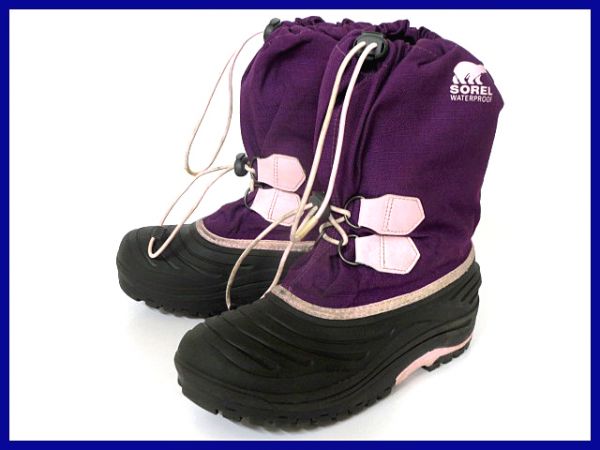 美品★名門ソレル★完璧防水♪スノーブーツ24.0紫◆P50
