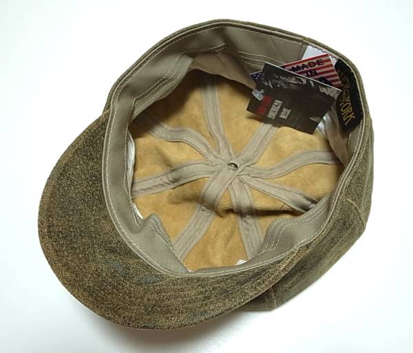 USA製ニューヨークハットSuede Spitfire革スウェード茶キャスケット ニューヨークハットAntique Spitfireレザーキャスケット茶 M新品