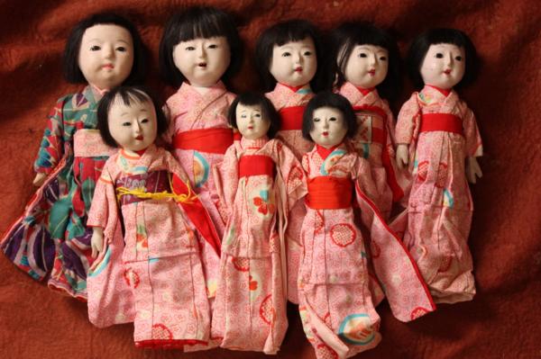 E489 市松人形8点 日本人形 雛人形 抱き人形 古布 32742 市松人形