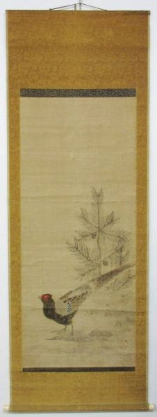 伊藤若冲○雉図○紙本○肉筆保証○大幅○巾51×縦120cm(花鳥、鳥獣