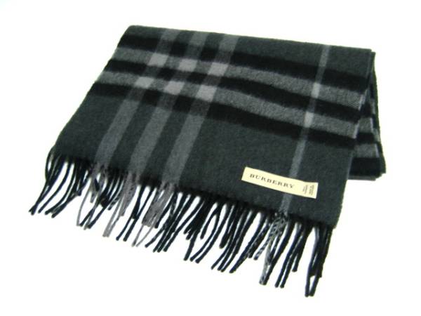 BURBERRY/バーバリー】 カシミヤ100% マフラー グレー 美品 は 服飾