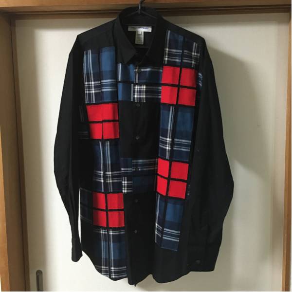 【COMME des GARCONS SHIRT】新品同様パッチワークシャツL黒AW